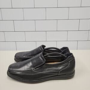 David Stone Mens 11 Black Leather Slip On Loafers Casual Comfort Dress Shoes